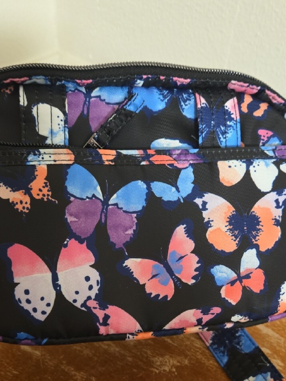 lug Quilted Black Crossbody with Blue, Purple & Coral Floral Print - Picture 8 of 8